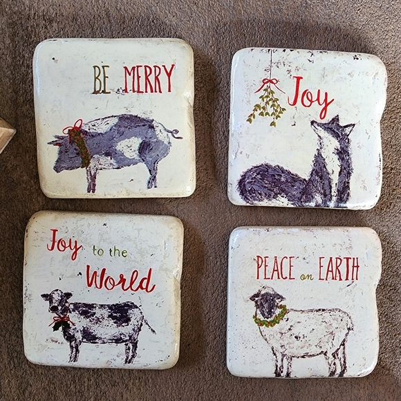 Creative Co-Op Other - Farm Animal coasters ceramic resin set of 4